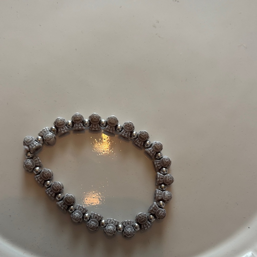 EUC Elegant Silver Monkey  Beaded Bracelet